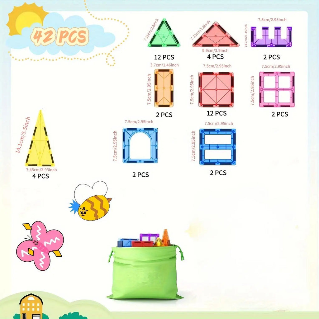 Magnetic Tiles for Kids Ages 3+ – STEM Building Blocks Toys & Sensory Games for Toddlers, Boys & Girls Ages 3 4 5 6 7 8
