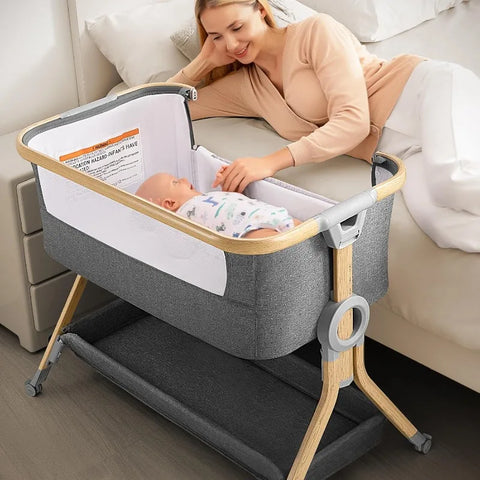 3 in 1 Baby Bassinet Bedside Sleeper, Breathable Mesh Safe Bedside Bassinet for Baby, Easy Assemble and Folding Portable C