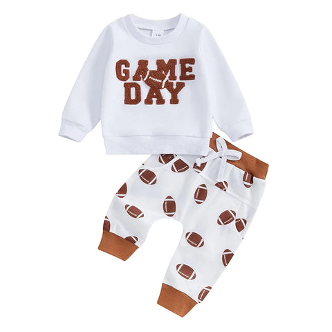 🧒 Baby Boy 2Pcs Football Outfit – Sweatshirt + Trousers Set