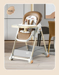 Luxury Adjustable Baby Feeding Chair – Assembly-Free High Chair with Removable Tray & Seat, EN & ASTM Certified – Metal Frame Booster Seat for Infants & Toddlers