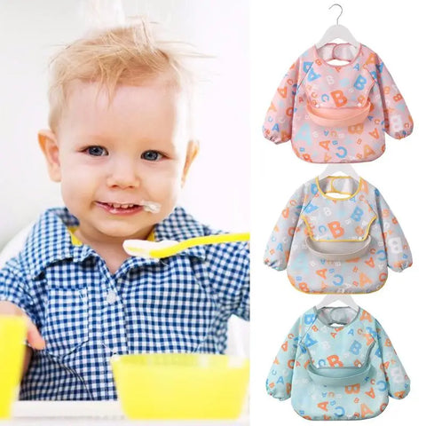 Toddler Long Sleeve Scarf Waterproof Art Smock Feeding Bib Apron Pocket Infant Boys Girls Burp Cloth Bandana Bibs supplies