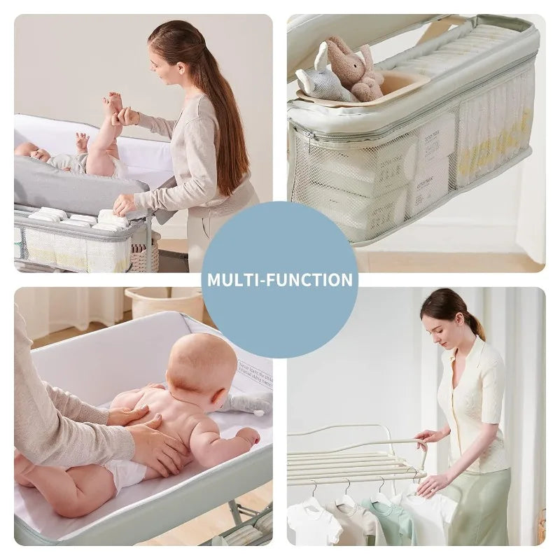 Portable Baby Changing Table Waterproof  Changing Table Pad Topper, Mobile Nursery Organizer for Newborn Essentials (Grey)