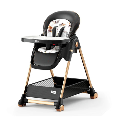 Luxury Adjustable Baby Feeding Chair – Assembly-Free High Chair with Removable Tray & Seat, EN & ASTM Certified – Metal Frame Booster Seat for Infants & Toddlers