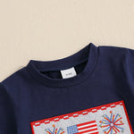 Lioraitiin Toddler Baby Boy 4th of July Outfit – Short Sleeve Truck & Flag Embroidery T-Shirt with Matching Shorts Set