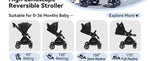 EMU Reversible Baby Stroller with Reversible Seat Full-Size Infant Stroller with Full Recline Cockpit Compact Foldable Pram Carr