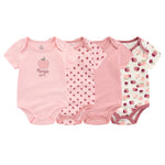 Kiddiezoom 4-Piece Fashion Cartoon Newborn Jumpsuit Set – 100% Cotton Baby Boys & Girls Summer Romper Outfit