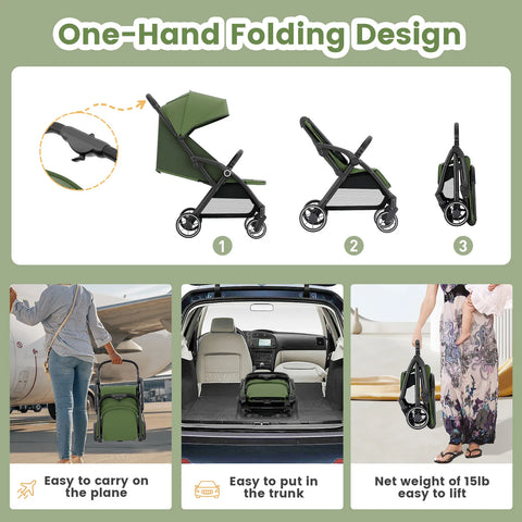 High View Portable Baby Stroller – Lightweight Travel Stroller with 360° Swivel Seat, Compact Fold, and Sun Protection for Babies & Toddlers