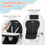 Sejoy Adjustable Baby High Chair with 5-Point Harness 3-Tier Tray & Wheels CE/CPC Certified Children's Dining Chair