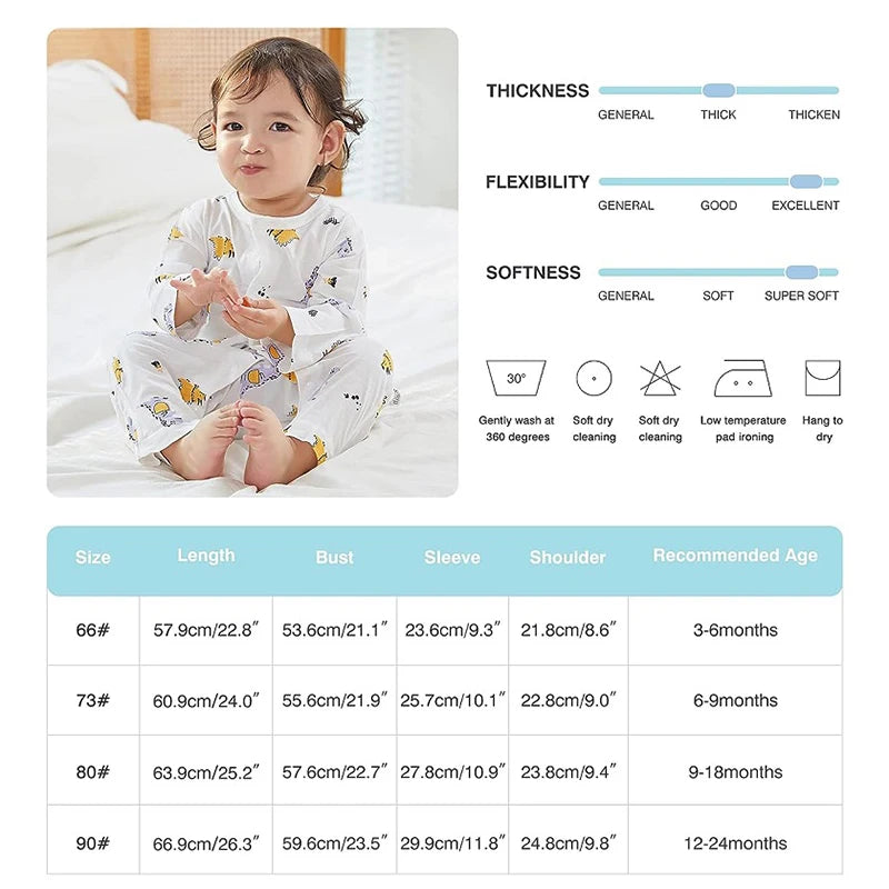 MICHLEY 3pcs Baby Short-Sleeve Rompers & Long-Sleeve Jumpsuit Bodysuit – Soft White Cartoon Infant Clothes Overalls for Boys & Girls