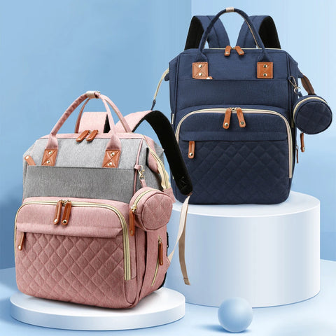 Portable Foldable Baby Travel Bed & Diaper Bag – Large Capacity Mommy Backpack with Changing Station & Infant Carrier (Fashionable & Lightweight)