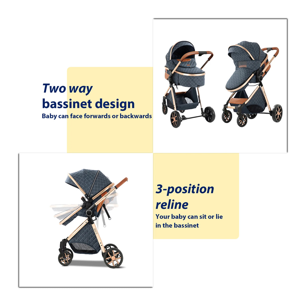 Lightweight 3-in-1 Baby Stroller with Isofix | High Landscape Travel System for Newborns to 6 Years