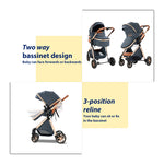Lightweight 3-in-1 Baby Stroller with Isofix | High Landscape Travel System for Newborns to 6 Years