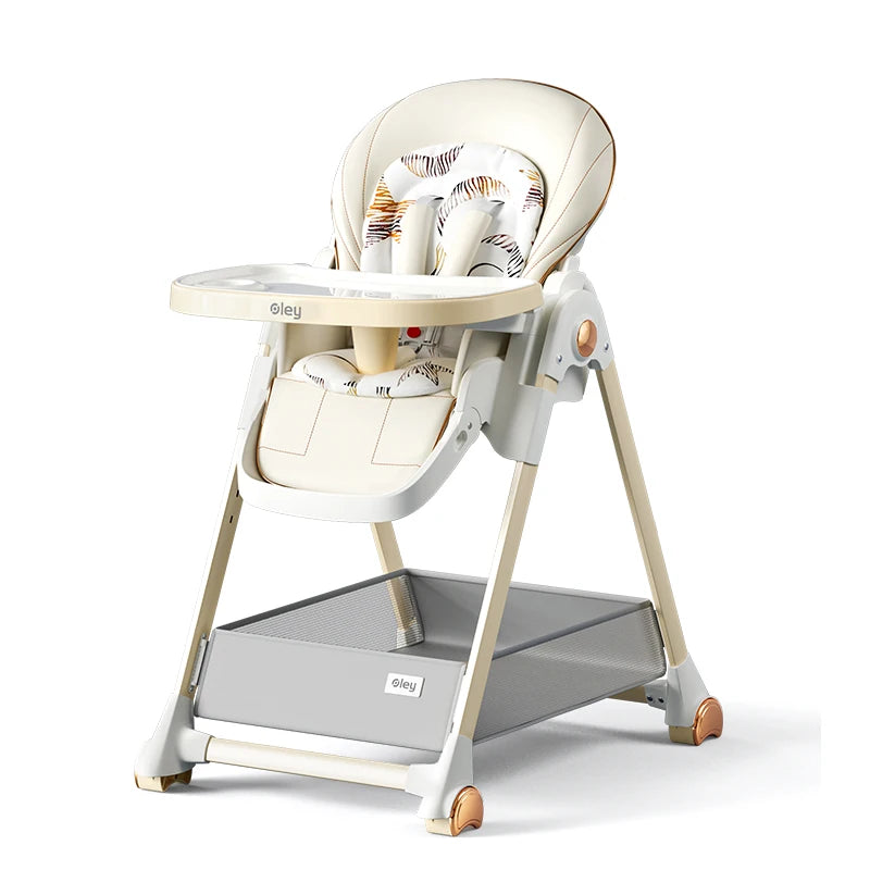 Luxury Adjustable Baby Feeding Chair – Assembly-Free High Chair with Removable Tray & Seat, EN & ASTM Certified – Metal Frame Booster Seat for Infants & Toddlers