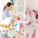 Sejoy 3-in-1 Adjustable Baby High Chair for Toddlers – ASTM & CPC Certified Feeding Seat with Reclining Backrest, Removable Double Tray & Cushion | Cartoon Design