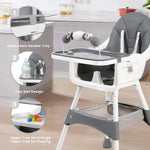 Ubravoo Convertible Baby High Chair – Portable Dining & Play Chair with Removable Double Tray and Toy Rack | Adjustable Seat & Stainless Steel Frame | Model S360