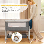 3 in 1 Baby Bassinet Bedside Sleeper, Breathable Mesh Safe Bedside Bassinet for Baby, Easy Assemble and Folding Portable with Wheels