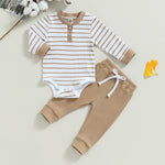 Citgeett Autumn Infant Baby Boy Outfit – Long Sleeve Striped Romper & Pants 2-Piece Fall Warm Clothes Set