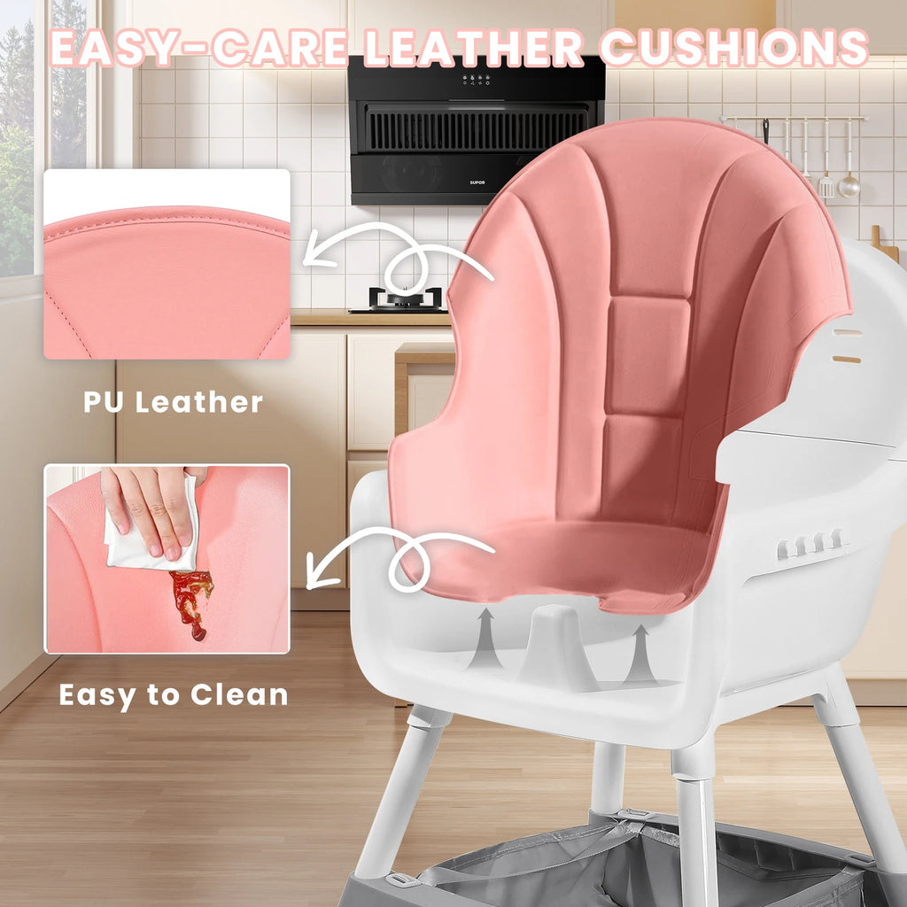 Ubravoo Convertible Baby High Chair – Portable Dining & Play Chair with Removable Double Tray and Toy Rack | Adjustable Seat & Stainless Steel Frame | Model S360