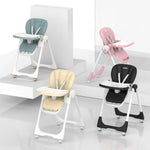 Sejoy Adjustable Baby High Chair with 5-Point Harness 3-Tier Tray & Wheels CE/CPC Certified Children's Dining Chair