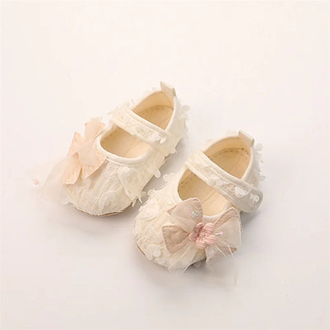 Adorable Baby Girl Bow Flats with Petal Design – Infant Party Shoes for Festivals, Baby Showers & Special Occasions