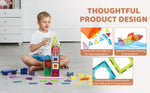 Magnetic Building Blocks Set – 121PCS Magnetic Tiles with Car Bases & Numbers, Construction Puzzle Toys for Kids, Montessori STEM Gifts for Boys & Girls Ages 3+